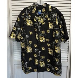 Blue‎ Wave Hawaiian/Tropical Button Up Size L Short Sleeve Shirt Vaca Beach